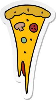 sticker cartoon doodle of a slice of pizza png