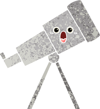 retro illustration style cartoon telescope png