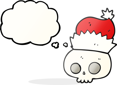 thought bubble cartoon skull wearing christmas hat png