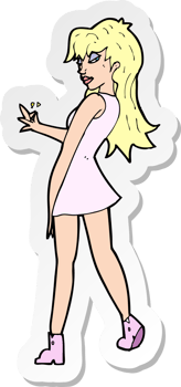 sticker of a cartoon woman posing in dress png