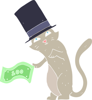 flat color illustration of a cartoon rich cat png
