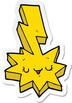 sticker of a cartoon lightning strike png