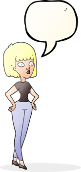 speech bubble cartoon woman with hands on hips png
