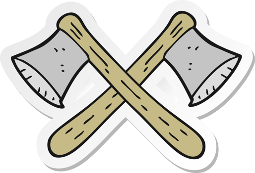 sticker of a cartoon crossed axes png