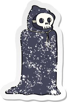 retro distressed sticker of a cartoon spooky halloween costume png