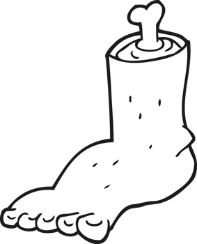 black and white cartoon severed foot png