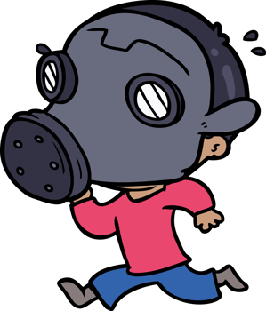 cartoon man wearing gas mask drawing png