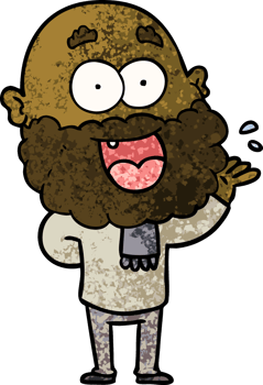 cartoon crazy happy man with beard amazed drawing png