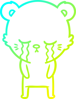 cold gradient line drawing crying cartoon bear png