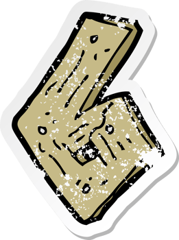 retro distressed sticker of a cartoon wooden number png