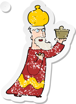 retro distressed sticker of a one of the three wise men png