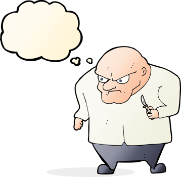 cartoon evil man with thought bubble png