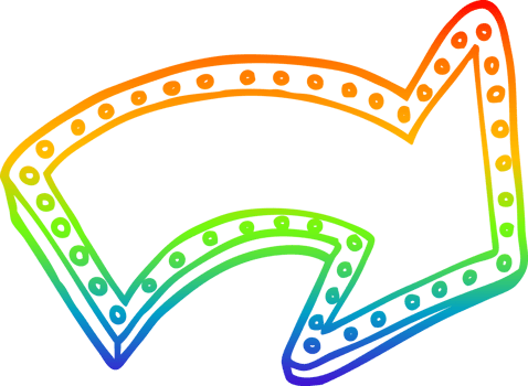 rainbow gradient line drawing cartoon lit up sign png