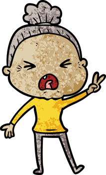 cartoon angry old woman drawing png