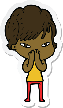 sticker of a cartoon happy woman png