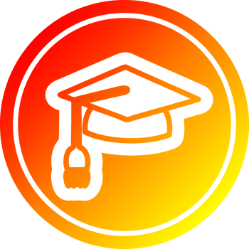 graduation cap circular in hot gradient spectrum png