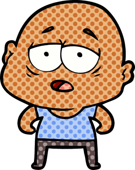 cartoon tired bald man drawing png