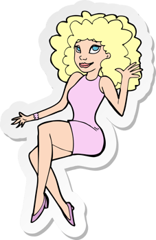 sticker of a cartoon sitting woman waving png