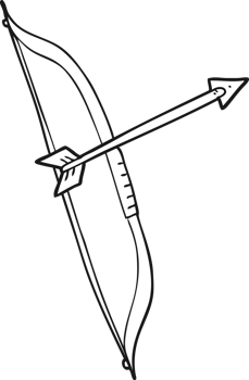 black and white cartoon bow and arrow png