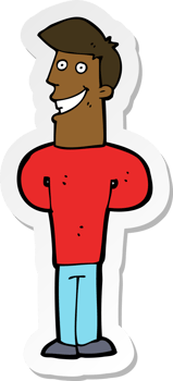 sticker of a cartoon grinning man png