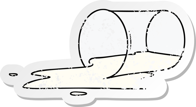 hand drawn distressed sticker cartoon doodle of a spilt glass png