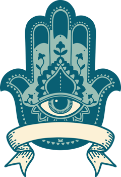 traditional tattoo with banner of a hamza png