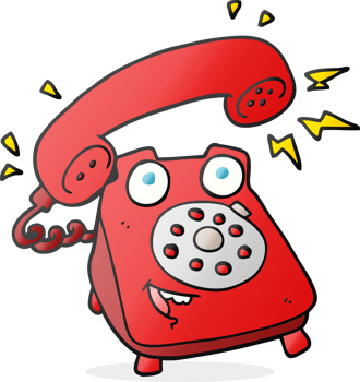 hand drawn cartoon ringing telephone png
