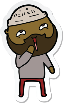sticker of a cartoon happy bearded man png