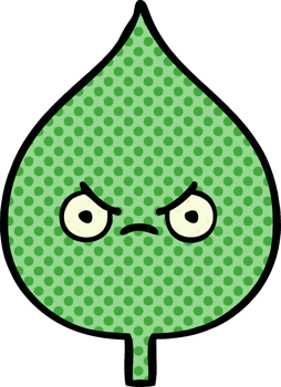 comic book style cartoon of a expressional leaf png