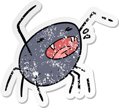 distressed sticker of a cartoon spider png