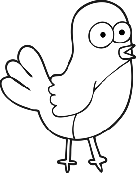 hand drawn black and white cartoon robin png