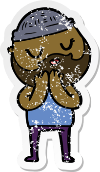 distressed sticker of a cartoon man with beard png