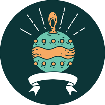 icon of a tattoo style christmas ornament png