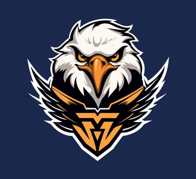 eagle with shield logo vector illustration manually created