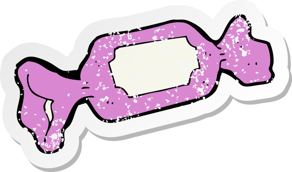 retro distressed sticker of a cartoon wrapped candy png