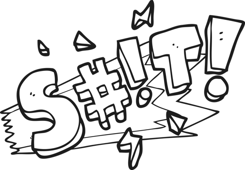 hand drawn black and white cartoon swearword png
