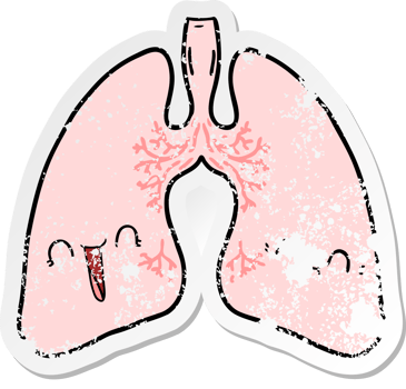 distressed sticker of a cartoon lungs png