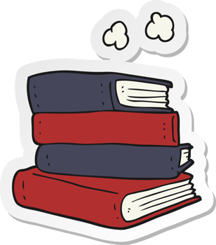 sticker of a cartoon stack of books png