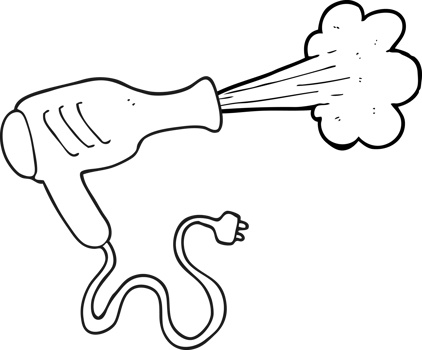 hand drawn black and white cartoon hair dryer png