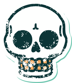 iconic distressed sticker tattoo style image of a skull png