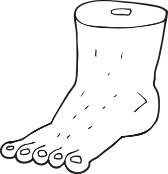 hand drawn black and white cartoon foot png