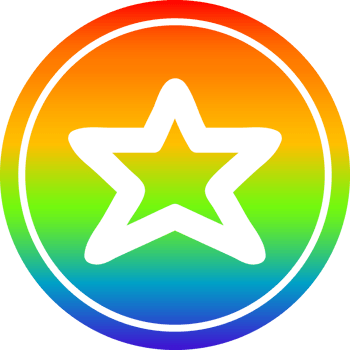 star shape circular icon with rainbow gradient finish png