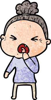 cartoon angry old woman drawing png
