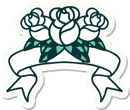 tattoo sticker with banner of a bouquet of flowers png