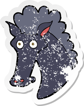 retro distressed sticker of a cartoon horse head png