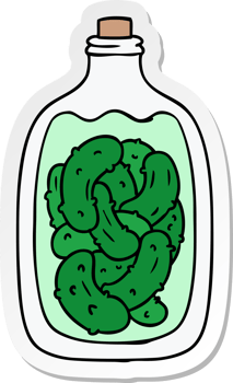 sticker cartoon doodle jar of pickled gherkins png