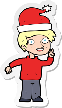 sticker of a cartoon man ready for christmas png
