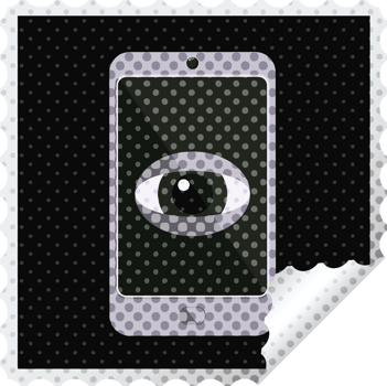cell phone watching you graphic png illustration square sticker stamp