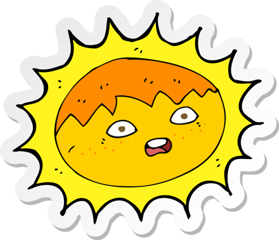 sticker of a cartoon sun png