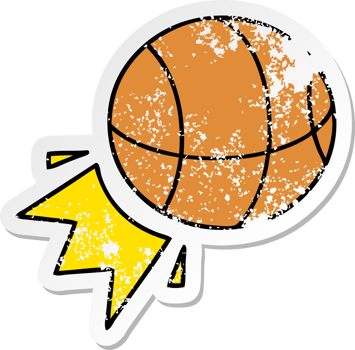 distressed sticker of a cute cartoon basket ball png